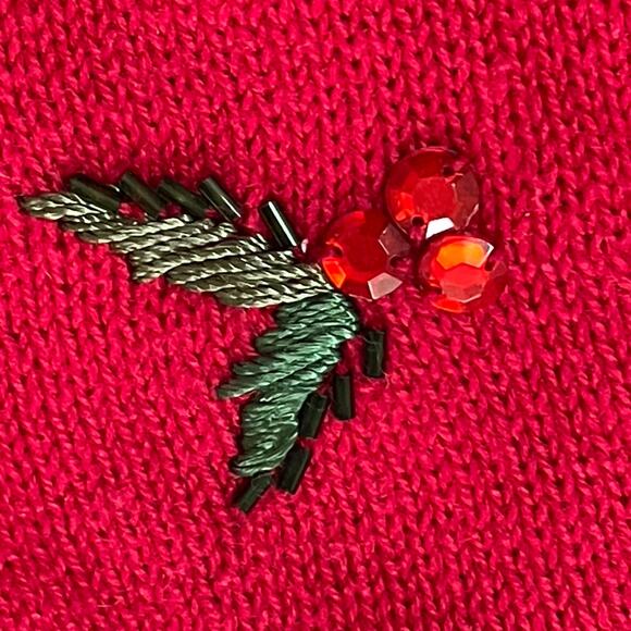 VINTAGE 90s Tiara International Christmas Collection Poinsettia Sweater Size XL - Picture 4 of 6
